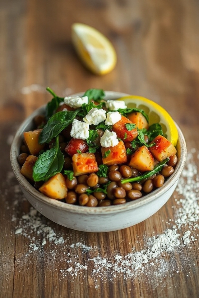 layered lentils with vegetables