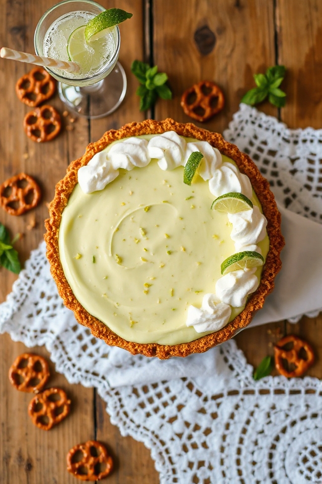 margarita pie with pretzel crust
