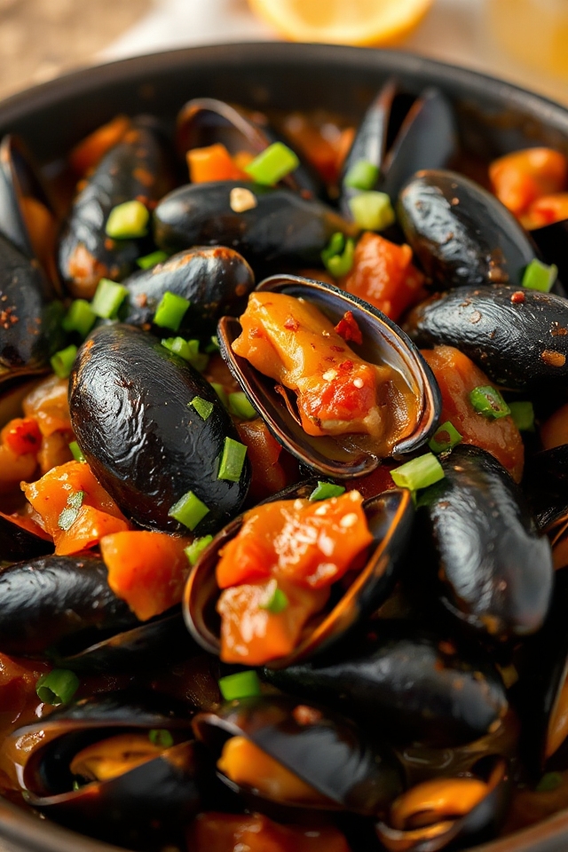 mussels in flavorful sauce