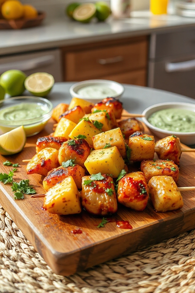 pineapple infused chicken skewers