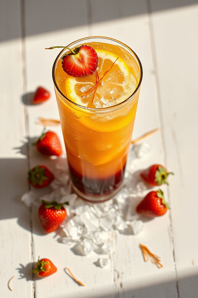 saffron mango strawberry cocktail