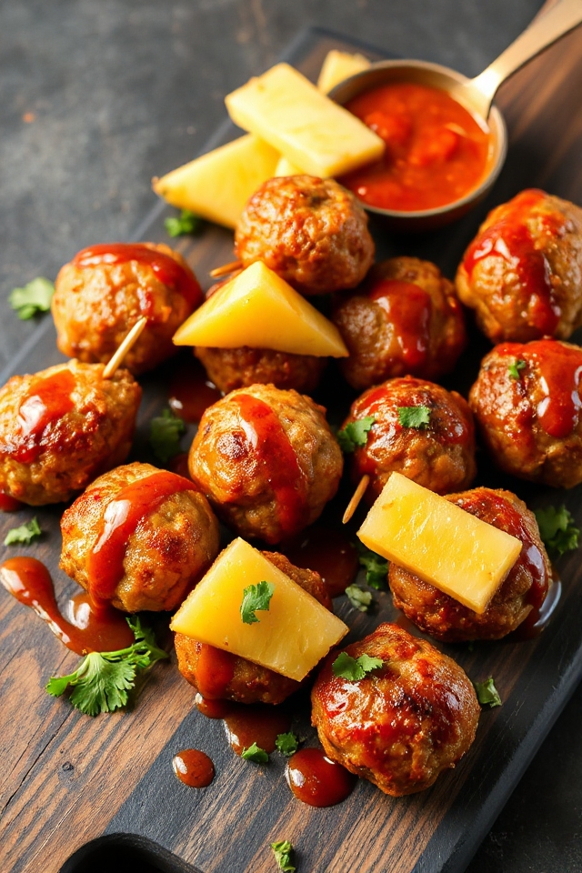 spicy pineapple meatball dish