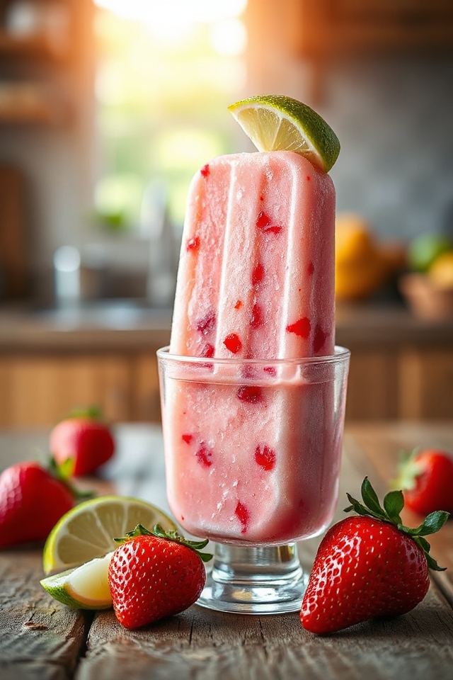 strawberry margarita pie popsicles