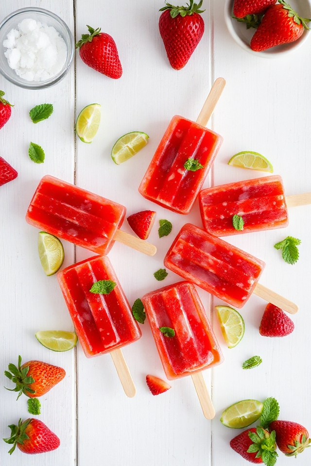 tequila infused strawberry ice pops